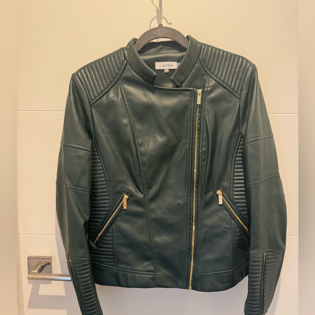 Calvin Klein Women's Green Leather Jacket